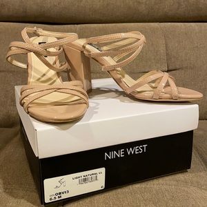 NEW NEVER WORN Nine West Obvi Ankle Strap Dress Sandals 6.5 / Barely Nude